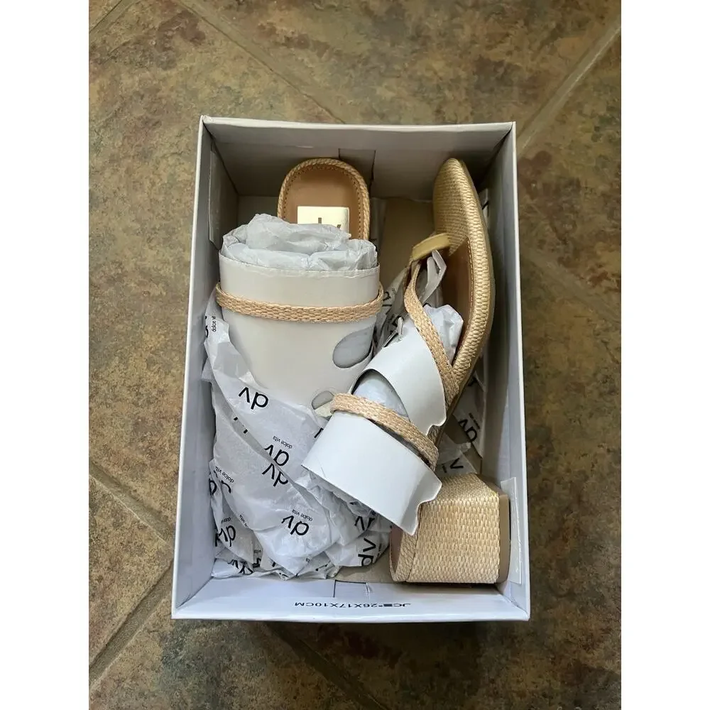 NEW dv dolce vita | lumena strappy slide block-heel sandals | size 8 | raffia - Picture 7 of 8